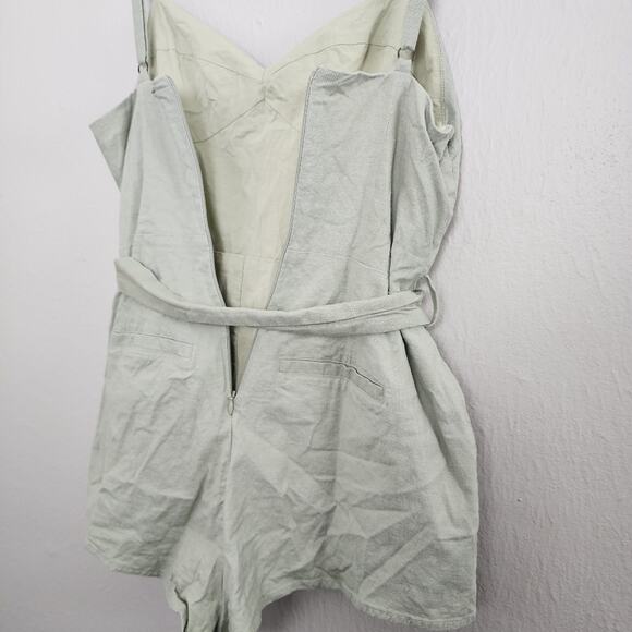 House of Harlow 1960 Nicola Linen Blend Romper Sage Green XLarge - Picture 11 of 13